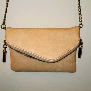 Beige Suede Leather Crossbody